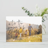 Moderne script dankbaar fotovakantie feestdagenkaart (Staand voorkant)