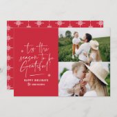 Moderne script dankbaar fotovakantie feestdagenkaart (Voorkant / Achterkant)