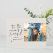 Moderne script dankbaar fotovakantie feestdagenkaart (Staand voorkant)
