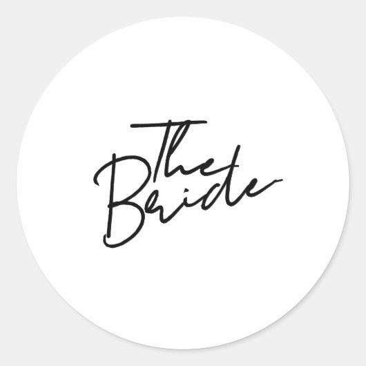 Moderne script de bruid T-Shirt Ronde Sticker (Voorkant)