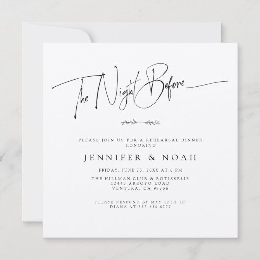 Moderne Script De Nacht Voor De Proefavond Bedankkaart (Voorkant)
