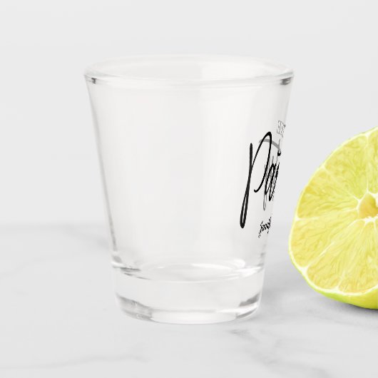 Moderne Script De Party Bachelorette Bruidsmeisje Shot Glas (Links)