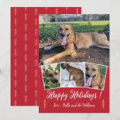 Moderne Script Dog Photo Collage Red Holiday Card Feestdagenkaart (Voorkant / Achterkant)