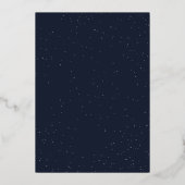 Moderne script drie foto's navy save the date folie uitnodiging (Achterkant)