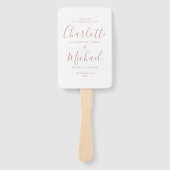 Moderne Script Dusty Rose Huwelijksprogramma Handwaaier (Voorkant)