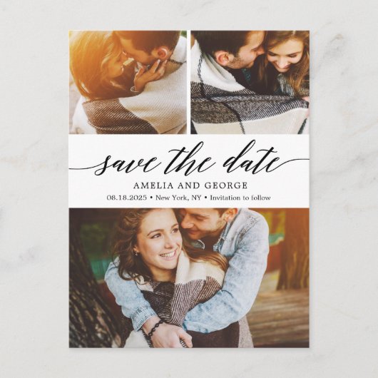 Moderne script EDITABLE COLOR Save the Date Briefkaart (Voorkant)