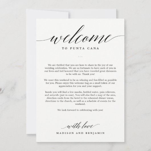 Moderne Script EDITABLE COLOR Welkomstroute Bedankkaart (Voorkant)