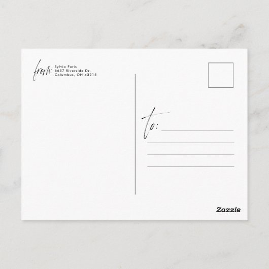 Moderne script één foto zwart afstudeer bedankt briefkaart (Achterkant)