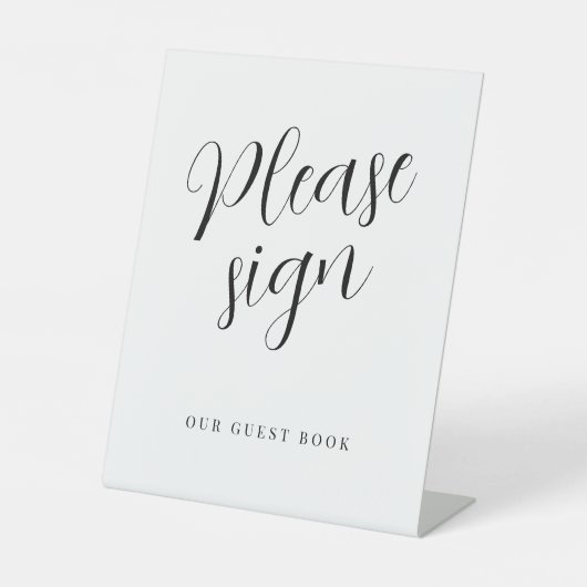 Moderne script eenvoudig trouwgastenboek reclamebord met voetstuk (Voorkant)