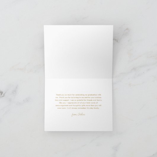 Moderne Script Eenvoudige Afstuderen Bedankkaart (Binnen)
