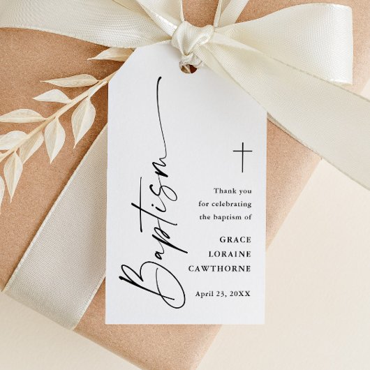 Moderne Script Eenvoudige Doop Dank Je Favoriet Cadeaulabel