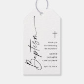Moderne Script Eenvoudige Doop Dank Je Favoriet Cadeaulabel (Voorkant)