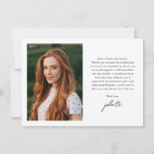 Moderne Script Eenvoudige Foto Afstuderen Bedankkaart (Achterkant)