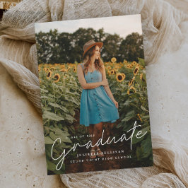 Moderne Script Eenvoudige Foto Afstuderen Magnetische Uitnodiging