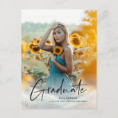 Moderne Script Eenvoudige Foto Afstuderen Uitnodiging Briefkaart (Voorkant)