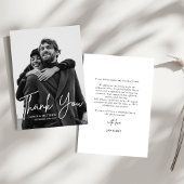 Moderne Script Eenvoudige Foto Bruiloft Bedankkaart