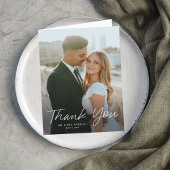 Moderne Script Eenvoudige Foto Huwelijk  Bedankkaart