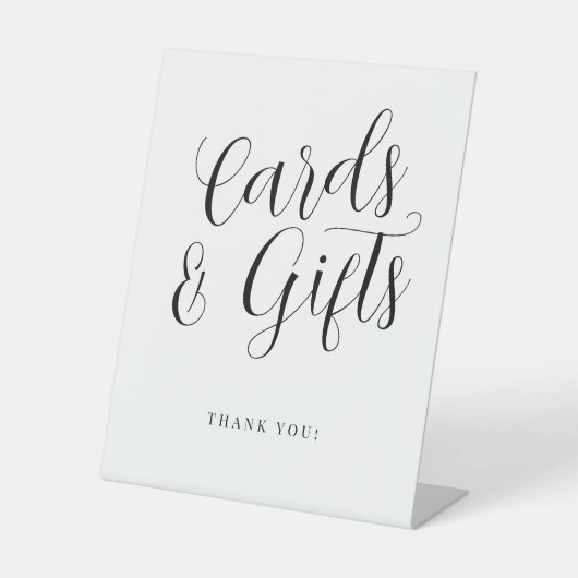 Moderne script, eenvoudige trouwkaartjes cadeaus reclamebord met voetstuk (Voorkant)