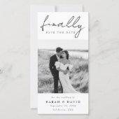 Moderne script Eindelijk bladwijzer Klassieke foto Save The Date (Voorkant)
