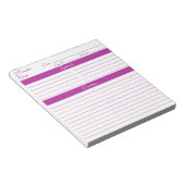 Moderne script elegant donkerroze recept notitieblok (Schuin)