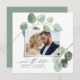 Moderne script elegant  foto eucalyptus kaart