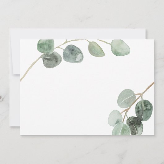 Moderne script elegant  foto eucalyptus kaart (Achterkant)