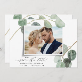 Moderne script elegant  foto eucalyptus kaart