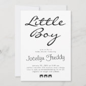 Moderne Script elegant Little Boy Black op White Kaart (Voorkant)