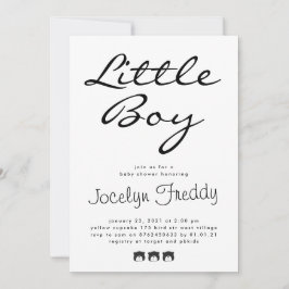 Moderne Script elegant Little Boy Black op White Kaart