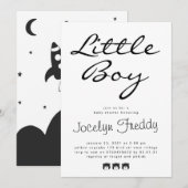Moderne Script elegant Little Boy Black op White Kaart (Voorkant / Achterkant)