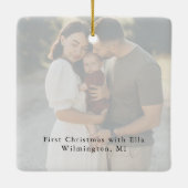 Moderne Script Elegant Merry-kerstfoto Keramisch Ornament (Achterkant)