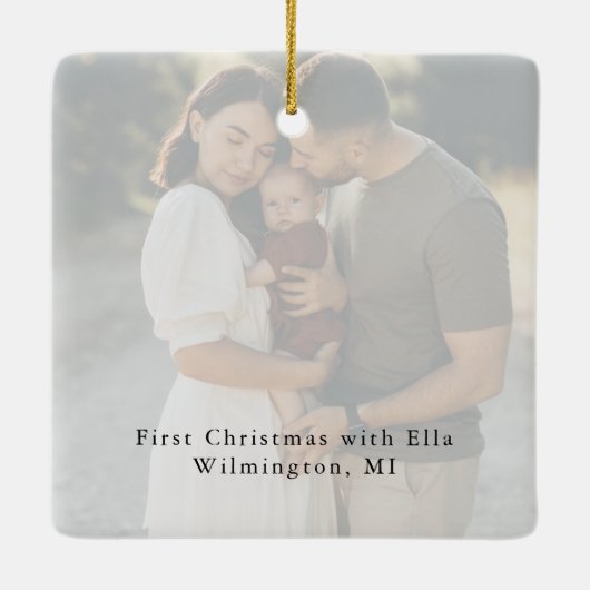 Moderne Script Elegant Merry-kerstfoto Keramisch Ornament (Achterkant)