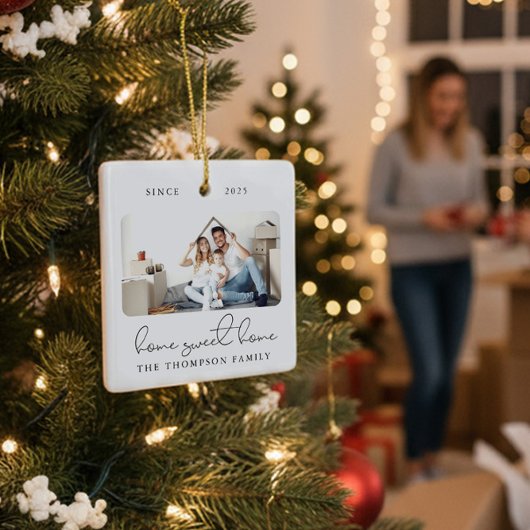 Moderne Script Elegant New Home Sweet Home Foto Keramisch Ornament