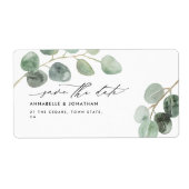 Moderne script elegant  niet-fotoeucalyptus etiket (Voorkant)