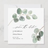 Moderne script elegant  niet-fotoeucalyptus kaart (Voorkant)