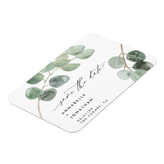 Moderne script elegant  niet-fotoeucalyptus magneet (Linkerzijde)