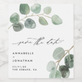 Moderne script elegant niet-fotoeucalyptus wijn etiket (Enkel label)