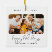 Moderne script elegant Prettige feestdagen foto Keramisch Ornament (Voorkant)