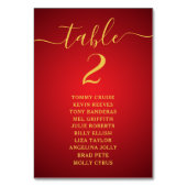 Moderne Script Elegant Rood Goud Stoelkaartkaart Kaart (Achterkant)