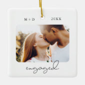 Moderne Script Elegant Verloving Photo Keepomwille Keramisch Ornament (Voorkant)