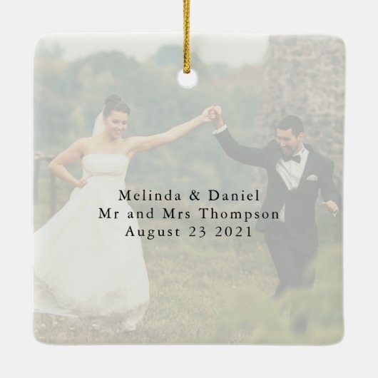 Moderne Script Elegant Verloving Photo Keepomwille Keramisch Ornament (Achterkant)