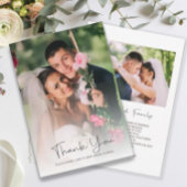 Moderne Script Elegant Wedding Photo 2 Sides Bedankkaart