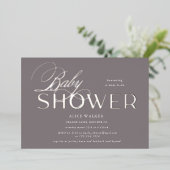 moderne script elegante baby shower folie uitnodig uitnodiging (Staand Voorkant)