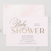 moderne script elegante baby shower uitnodiging (Voorkant / Achterkant)