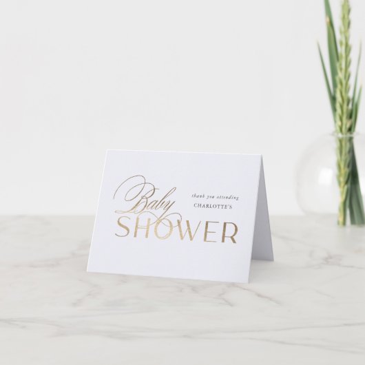 moderne script elegante babyshower bedankje notitiekaartje (Voorkant)