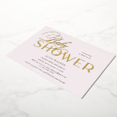 moderne script elegante babyshower folie uitnodiging (Gedraaid)