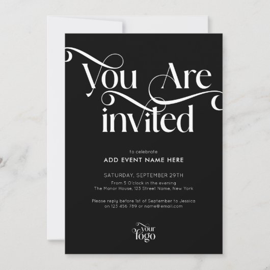 Moderne Script Elegante & Chic Zakelijke Evenement Kaart (Voorkant)