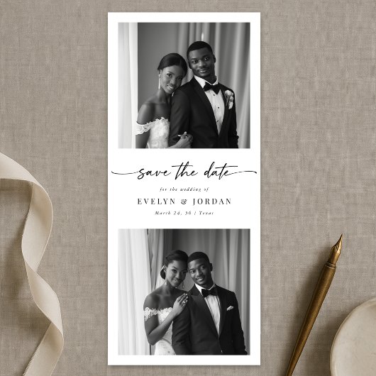 Moderne Script Elegante Fotohut Boeklegger Trouwen Save The Date