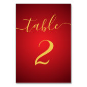 Moderne Script Elegante Rood Goud  Zitplaatskaart Kaart (Voorkant)