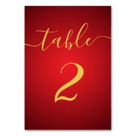 Moderne Script Elegante Rood Goud  Zitplaatskaart Kaart